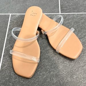 Never worn clear strap sandals - size 6W